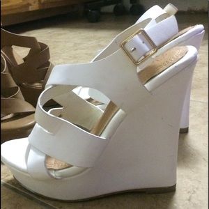 White Wedges Sandals